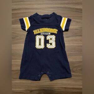 Carter's Navy and Yellow Handsome Division Baby Romper size 3M